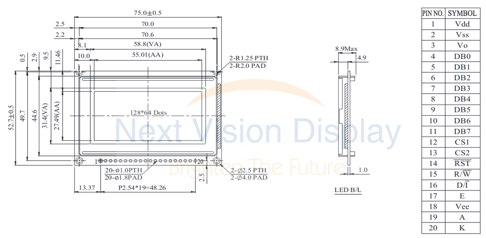 122 x 32 Graphical LCD Displays